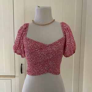 Hello molly pink puff sleeve top